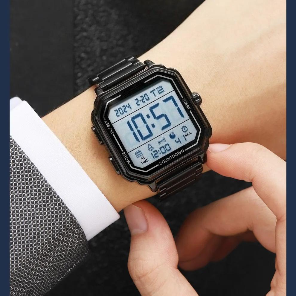 Sport EL Light Casual Watch Chronograph Countdown Stopwatch Digital Wristwatch Mens Clock