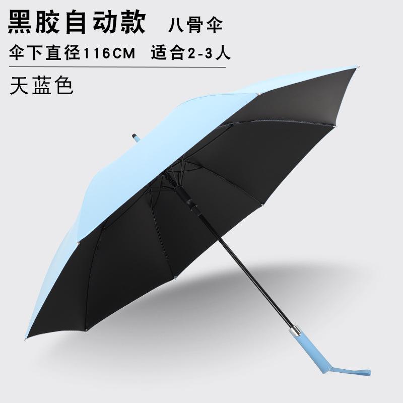 New 8-bone automatic vinyl fabric straight rod umbrella bumping cloth long-handled umbrella, umbrella