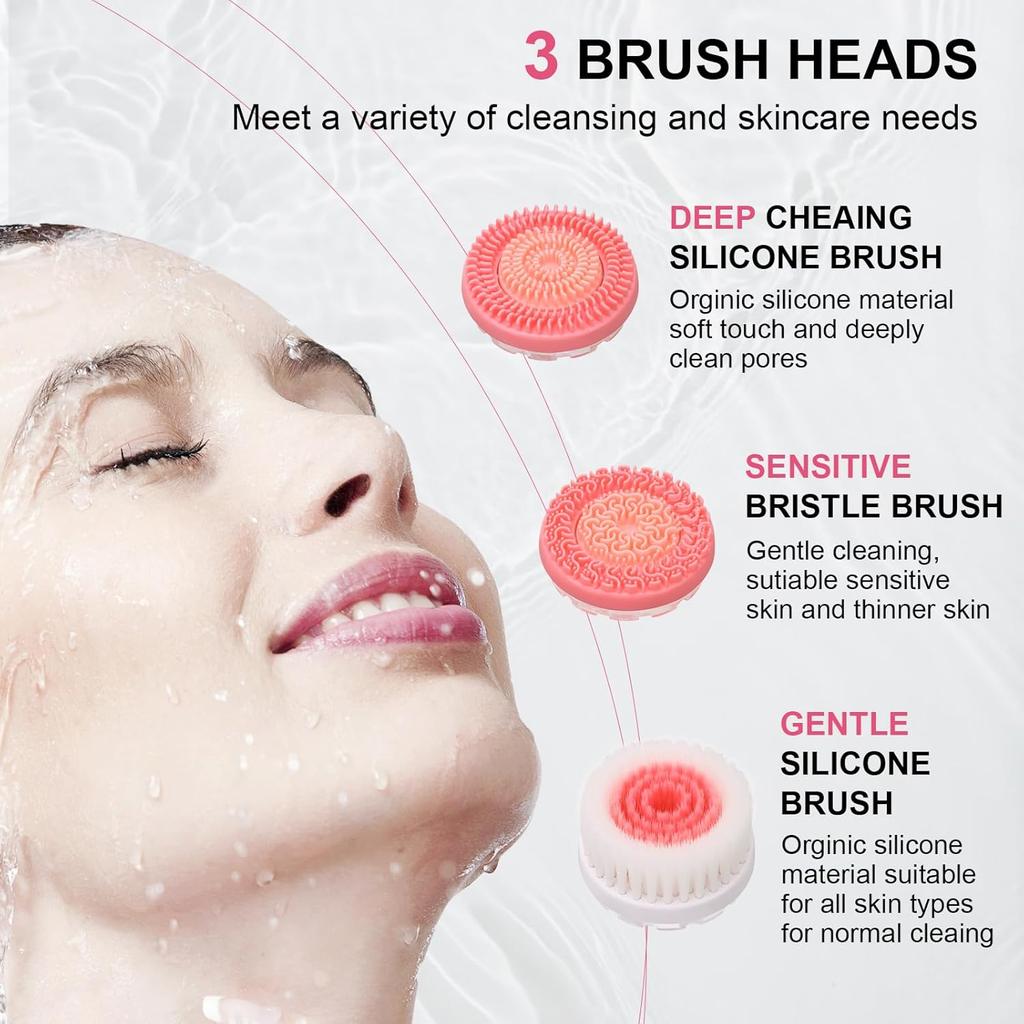 Double Rotating Waterproof Facial Cleanser Three Brush Heads Two-speed Adjustable Face Cleaning and Care Brush Battery Model