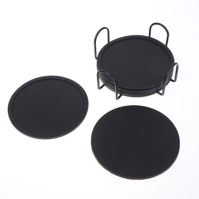 Durable Silicone Drink Coasters with Holder Non-Slip Reusable Cup Pads for Hot Cold Drinks Picnic BBQ Outdoor Daily Use