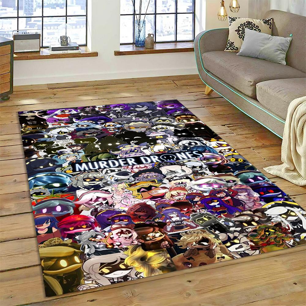 2025 New Style Cartoon Murder Drones Uzi Robot 3D Rug Carpet for Living Room Bedroom Home Decor, Floor Mat Non-slip Sofa Doormat
