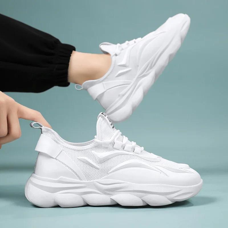 Letnie Oddychające Sneakersy Męskie Modne Outdoorowe Casualowe Sneakersy Męskie Projektanckie Czarne Uniwersalne Buty na Platformie Tenis Para Hombre