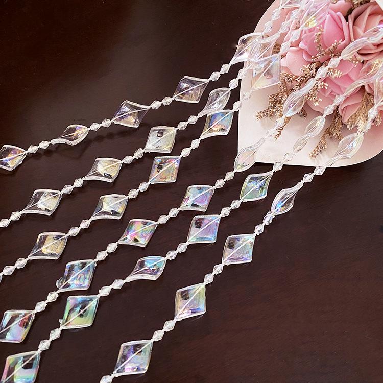 Seven-Color Transparent Crystal Bead Curtain for Wedding and Christmas Tree Decoration