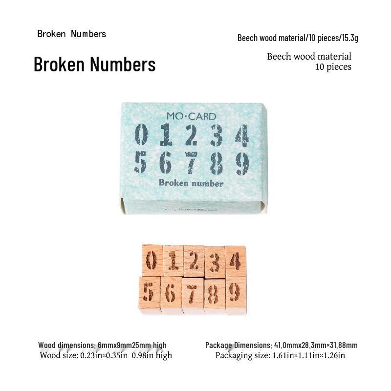 MòMò Beech Wood Retro Seal Set: Number Marks for DIY Planner Decoration