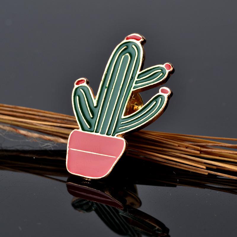 Potted Plant Cactus Enamel Pins Metal Lovely Badges Brooch Vintage Brooches For Women Jewelry Clothing Collar Lapel Accessories