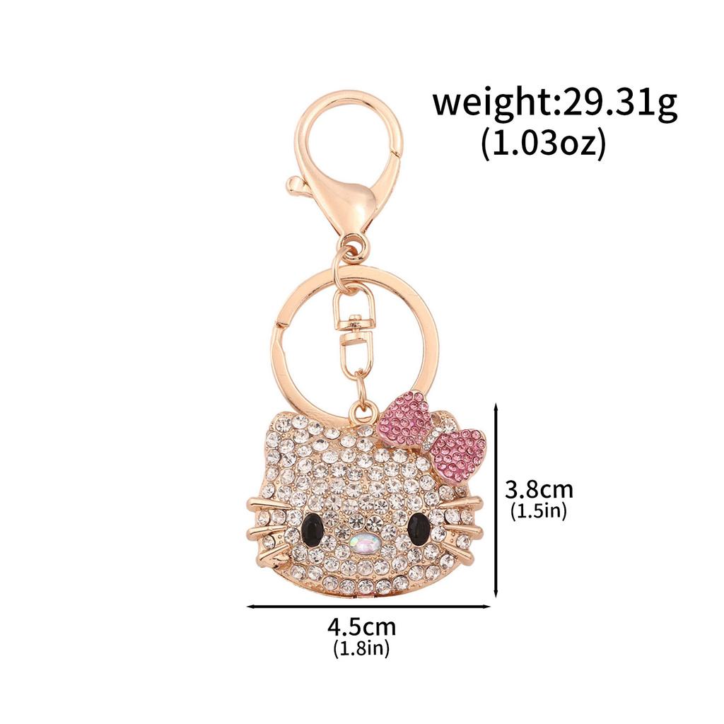 Anime  Rhinestone Crystal Keychain Cute Kitty Cat Shape Pendant Keyring Car Key Holder Party Birthday Gifts Jewelry