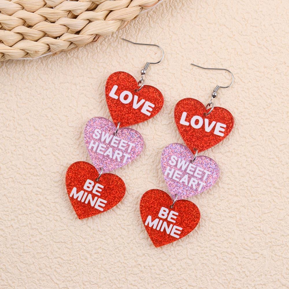 Pink Love Earrings Acrylic Lips Dangle Earrings Jewelry Accessories Valentine's Day Earrings  Lady