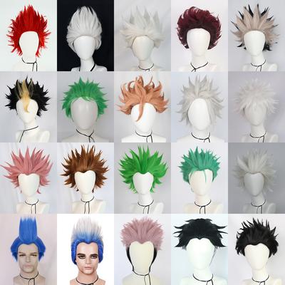 Synthetic Universal Anime Cosplay Wigs, Heat Resistant Wigs, Spiky Layered Short Straight Hair Wigs for Party Halloween Wig