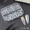 Xiaomi 6 Grids Mixed Size Golden Silvery Semicircle Pearls Nail Art Charms Punk Gothic Design Japanese Nail Art Decoration Nail Supplie
