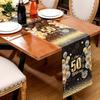 6 Pcs 50th Birthday Table Runners Plastic Black and Gold Tablecloths Happy 50th Birthday Table Runners 14x108 Inch for Men Women Anniversary