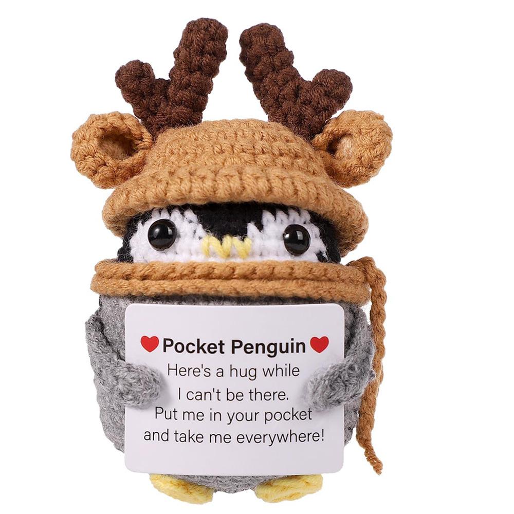 New Crochet Flower Penguin Doll Decoration Desk Accessories Kawaii Positive Energy Pengniu Doll Home Room Decor Christmas Gift
