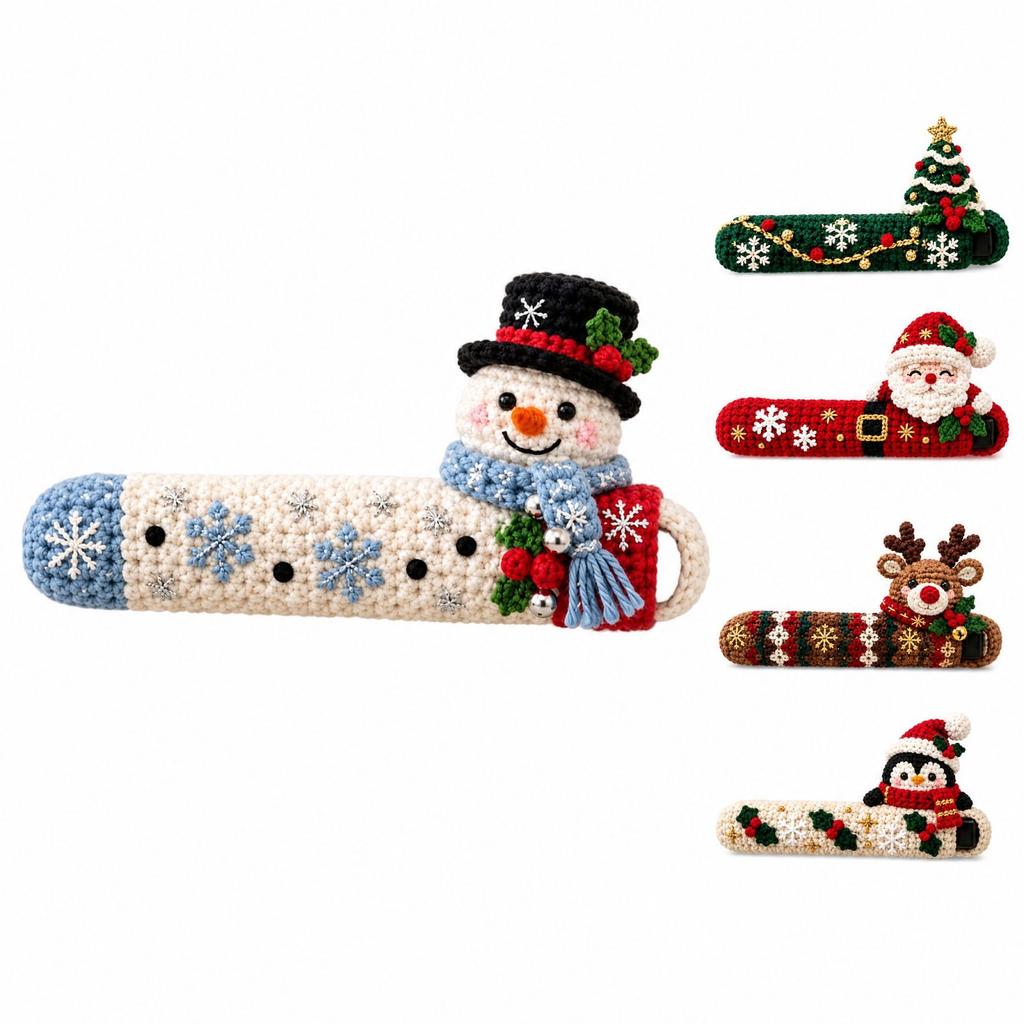 Crochet Christmas Door Handle Cover, Festive Holiday Door Knob Decoration for Home