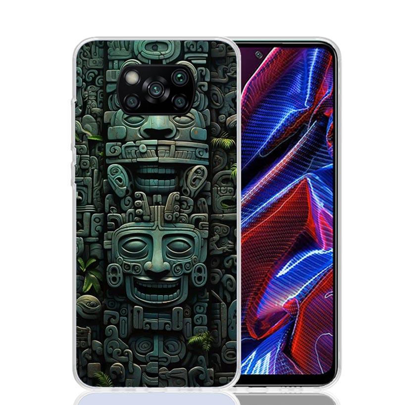 Mayan Stone Totem Pole Phone Case For Xiaomi Poco X7 X6 X5 Pro F7 Ultra Redmi 15C 15 13 13C 12 12C 10 10A 10C 9 9A 9C 9T Cover P