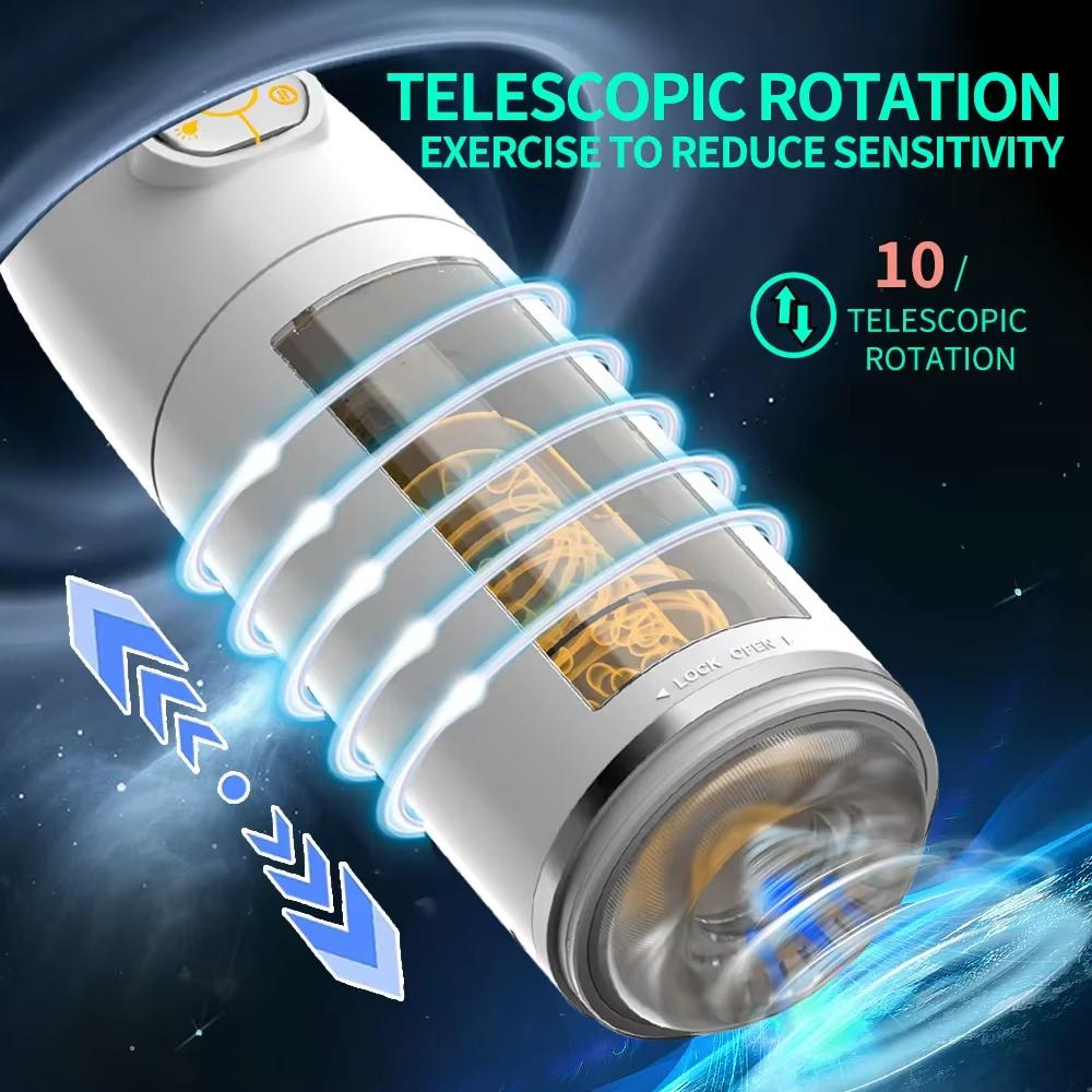 Automatic Telescopic Male Masturbation Cup Rotating Pocket Pussy Vibrators Realistic Vagina Penis Pump Sensation Sex Toys