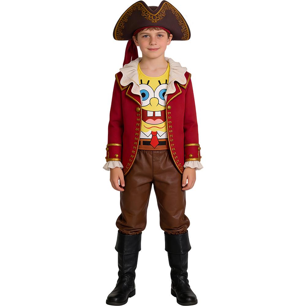 Spongebob Deep Sea Adventure Pirate Captain Cosplay Costume Spongebob Movie 4 Costume