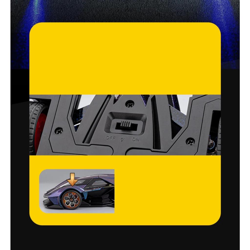 1/18 Lamborghini Vision Gran Turismo V12 GT Supercar Alloy Car Model Sound and Light Pull Back Children's Toy Collectibles Birthday Gift