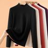 Wool Silk Mid-neck Bottoming Shirt Women's Velvet Autumn Clothes with Ankola Red Long-sleeved Thickened Thermal Top