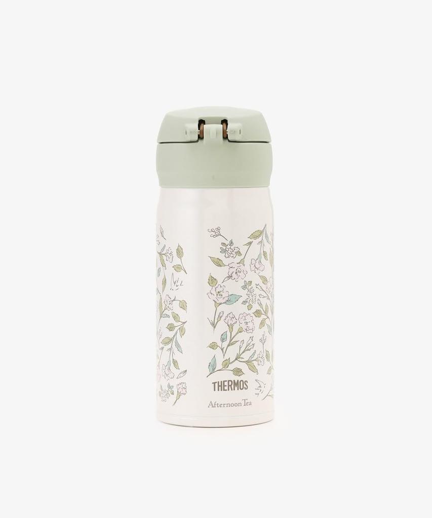 Afternoon Tea Living HS99 Flower Art Thermos Green One-Touch Bottle, 350ml,