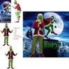 Eye-catching Grinch Cosplay Costume Set For Halloween Masquerade Parties