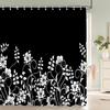 Shower Curtain Black and White Floral Pattern 3D Printing Shower Curtain Polyester Waterproof Home Decor Curtain 180x180CM