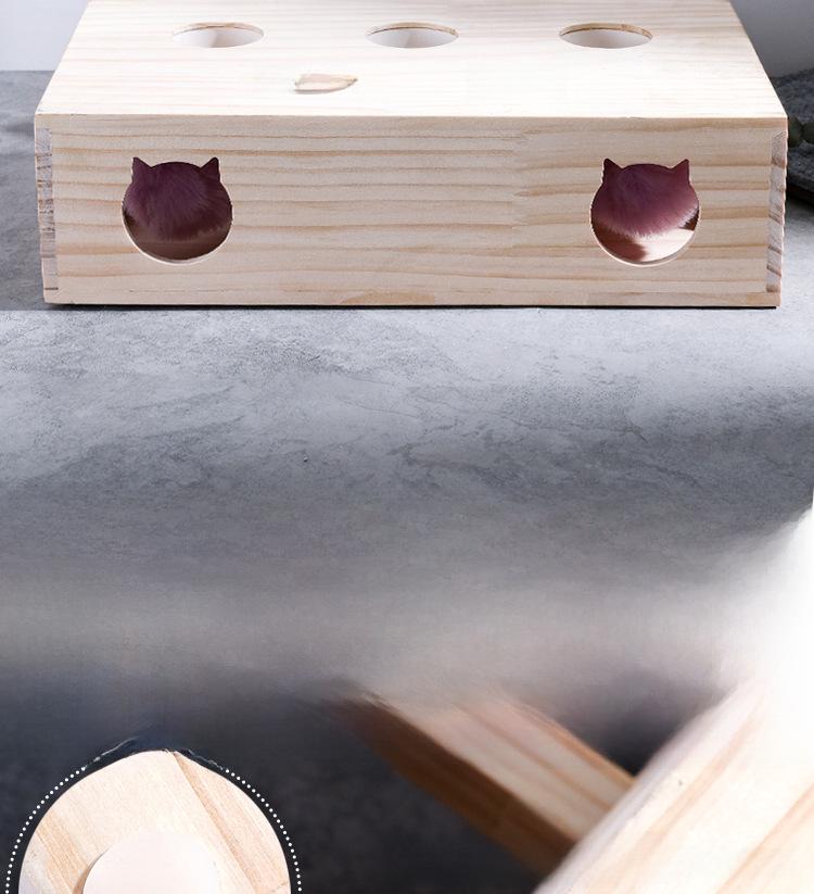 Solid Wood Whack-a-Mole Educational Cat Toy - Internet Sensation!