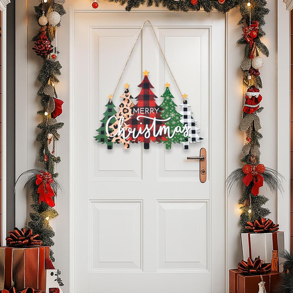 Christmas Wooden Door Hanging Merry Christmas Decorations for Home 2025 Navidad Xmas Tree Ornament Wall Pendant New Year 2026