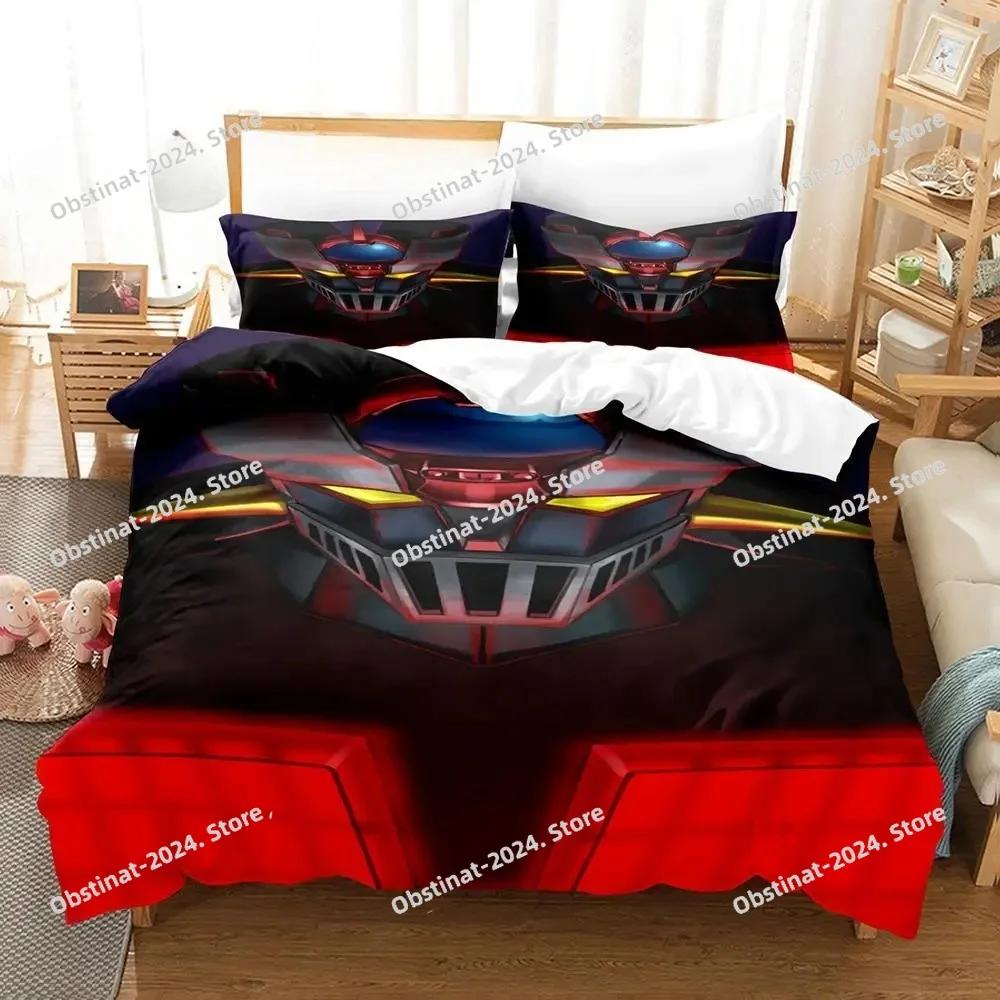Mazinger Z Bedding Set Printed With Pillowcase Bed Duvet Cover Soft Single Double Queen Super King Size Aldult Kid Bedroom