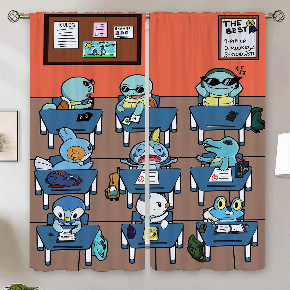 Cortinas para Interior de P-Poke-mon para Decoración de Dormitorio Tentáculos Cortina Opaca 100% Cortina para Salón Lazos Partición