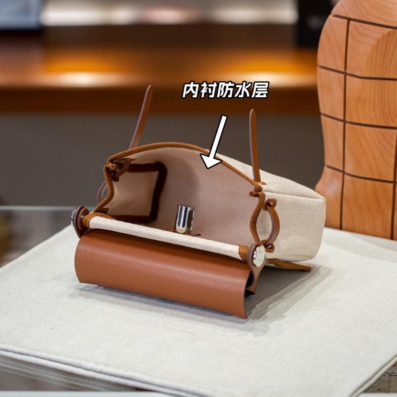 2025 Nuevo 20cm Cuero Vacuno Con Lona Y Bolso de Cuero+mini Bolso Bandolera de Hombro con Cuero Genuino y Tela