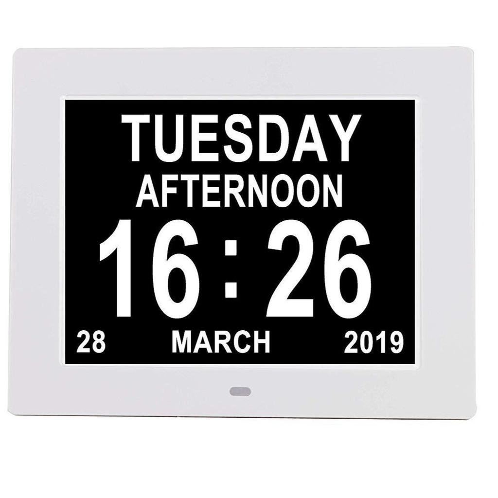 8/10 Inch High Definition Screen Electronic Calendar Clock LCD Digital Clock Machine Elderly Medication Reminder Alarm Clock 8 inches-White
