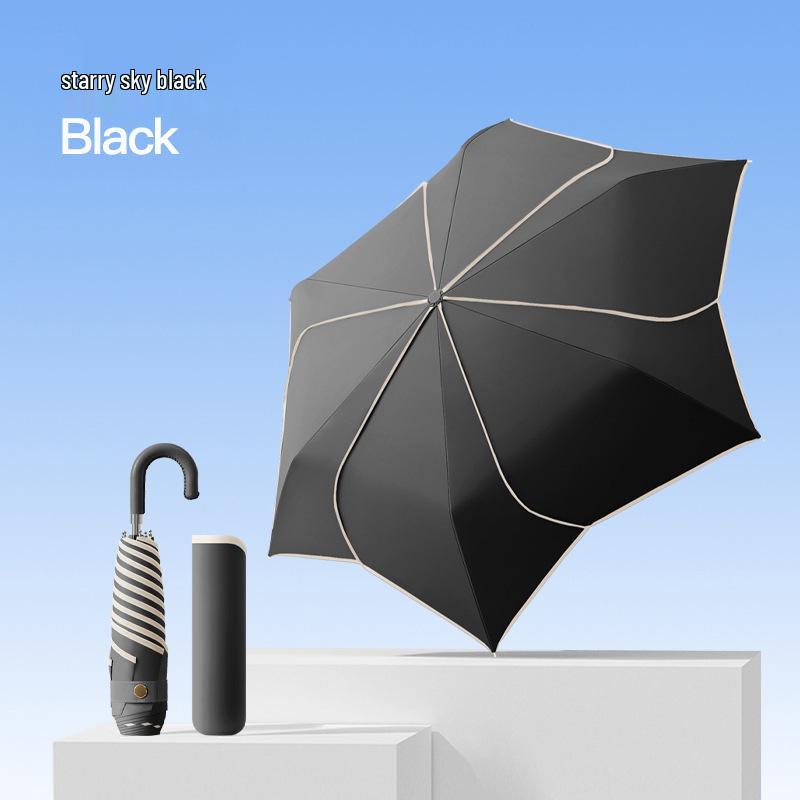 Long Handle Floral Umbrella, Dual-Use for Sun & Rain, UV Protective Black Rubber Shade for Women.