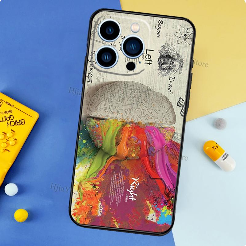 Brain Art Case For iPhone 13 Pro Max 12 Mini 11 14 15 16 XS MAX XR Plus Silicone Phone Cover