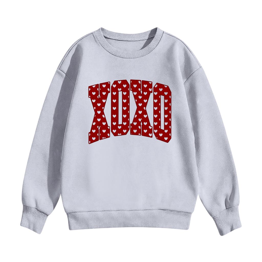 Children's Casual Round Neck Printed Pullover Long,sleeved Hooded Sweatshirt Top