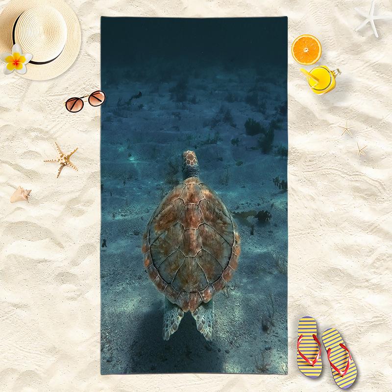 Sea Turtle Beach Towel Coral Reef Ocean Animal Microfiber Bath Towel Quick Dry Sand Free Swimming Pool Surf Towel Summer Travel