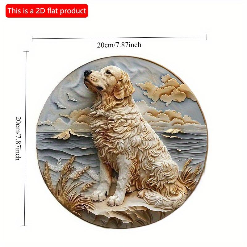 2d Flat 20*20cm Round Wooden Dog Gift Themed Sign Plates for Home, Yard, Club, Bar, Office Wall Decor, Decorative Wall Poster