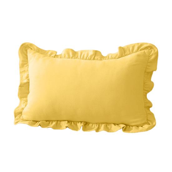 Copricuscino Decorativo a Volant per Divano Letto Quadrato, Federa a Quadri in Cotone con Bordo Arricciato, Cuscini Monocolore 18x18 Pollici 20x12 Copertura Decorativa per