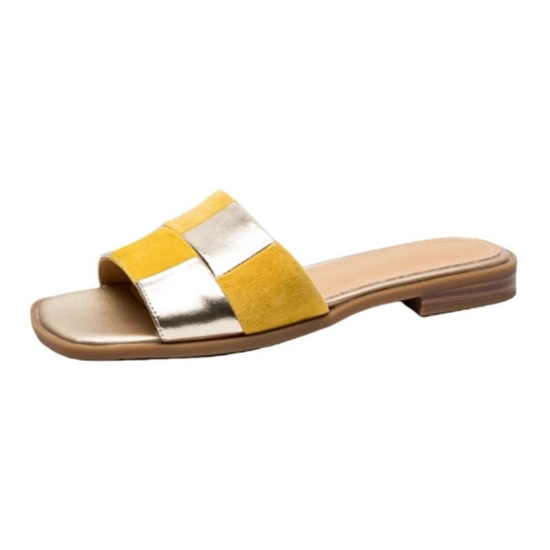 Shoes for Women 2024 Hot Sale Basic Women's Slippers Summer Beach Slippers Women Square Toe Shoes Ladies Mixed Colors Flat Shoes