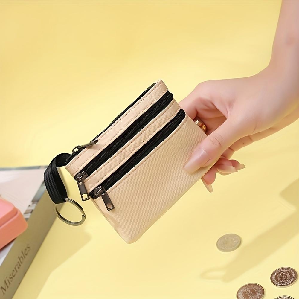 Coin Purse for Women, Mini Zippered Keychain Wallet, 3-Layer Storage Bag, Fashionable Handbag