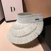 Designer Fashion Brand Sun Fringe Straw Hat Women'S Summer Empty Top Sun Hat Outdoor Parma Uv Protection Beach Sun Hat