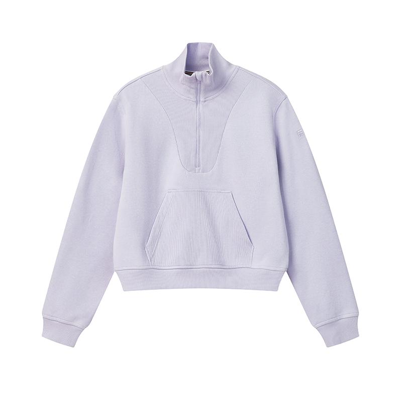 FILA Heritage Fashion Simple Classic Casual Versatile Comfortable Stand Collar Half-Zip Pullover Long Sleeve Sweatshirt F11W618221F-PU