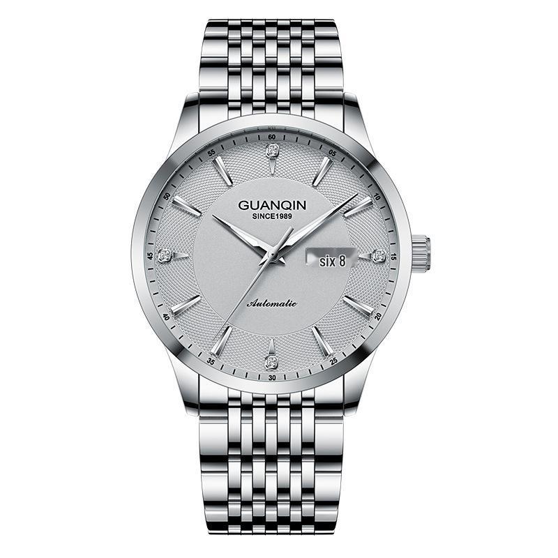 

Мужские светящиеся водонепроницаемые автоматические механические часы высокого класса со стальным браслетом и двойным календарем