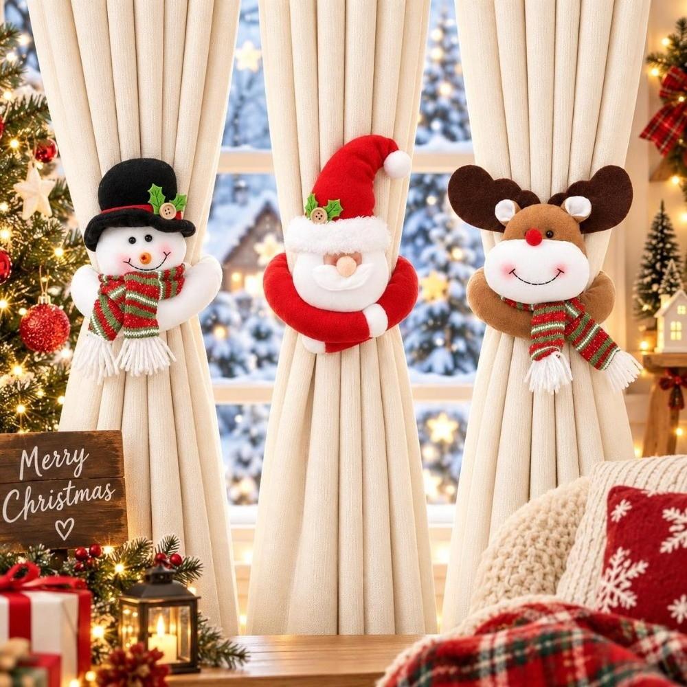 Deer Christmas Curtain Tiebacks Snowman Xmas Curtain Buckle Christmas Decorations  Home Decoration