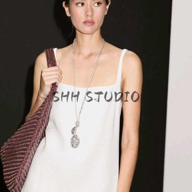 MD Summer New Arrival Women's Clothing Vacation Style Creamy-white Square Collar Open Back Sling Dress Vest Dress 6620530