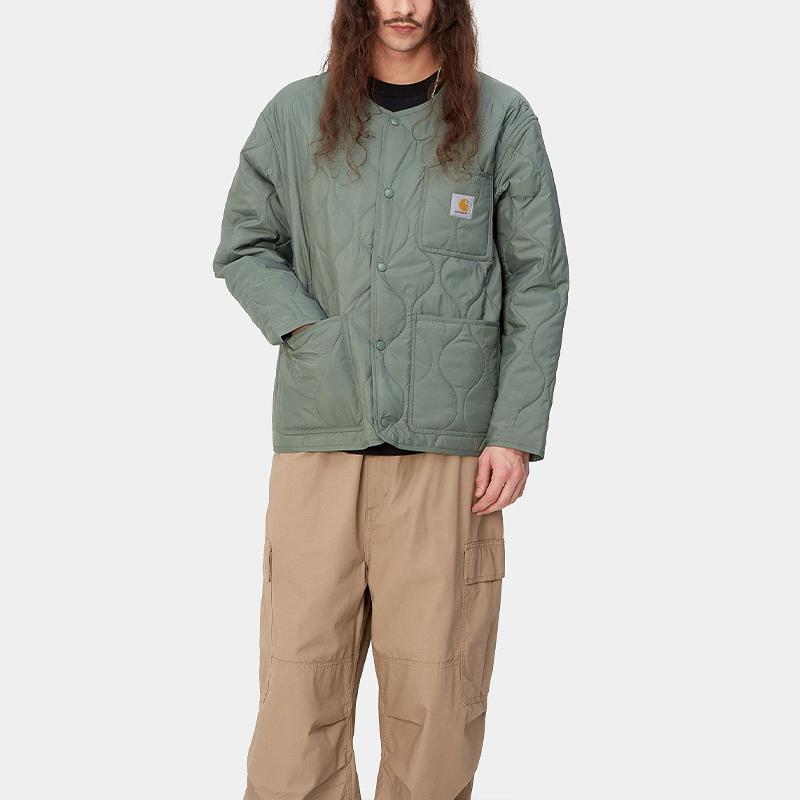 Carhartt WIP SS24 Skyton Liner Square Tag Snap Closure Round Neck Long Sleeve Jacket Men Jackets Green I032990-1YF-XX