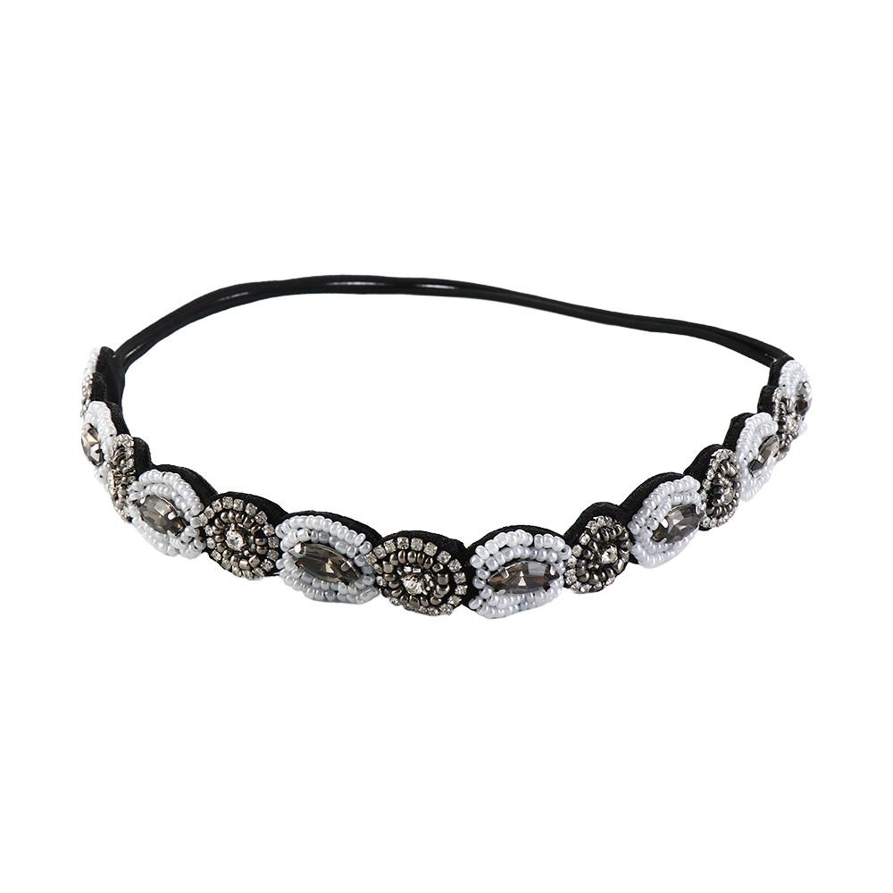 Headwear Makeup Party Turquoise Korean Style Headband Elastic Bohemian Hair Accessories Rhinestone Beaded Hairband
