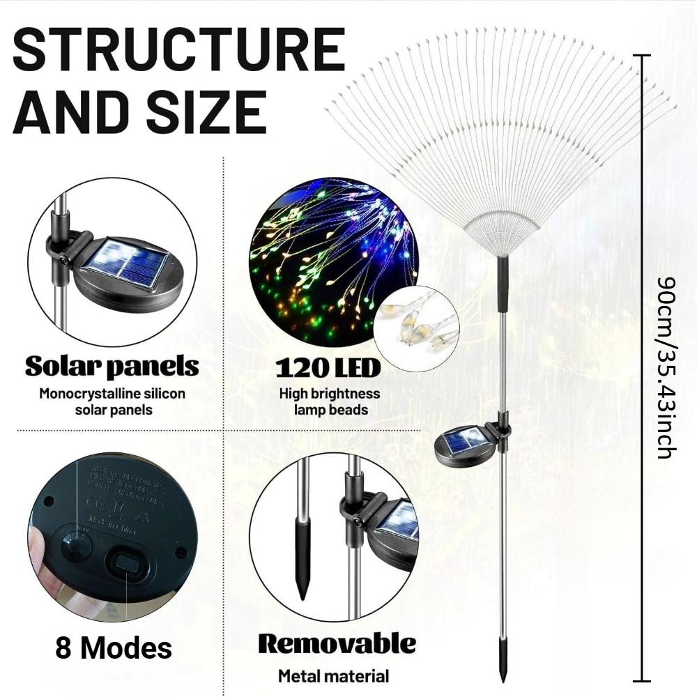 Solar LED Firework Light Solar Garden Lights Outdoor 60-420 LED Firework Beads Waterproof Colorful Lighting DIY Decoration Patio Pathway