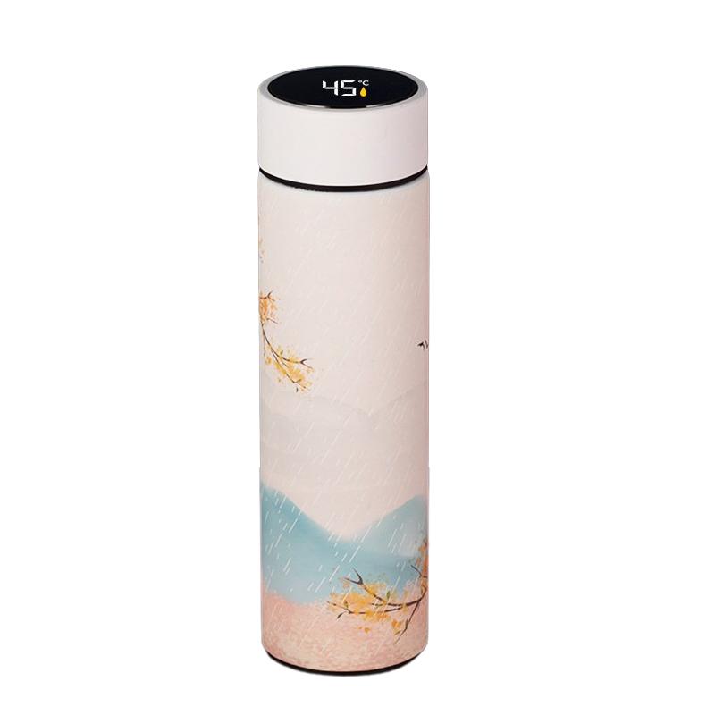 

500ml Led Creative Display Temperature Thermos Cup Stainless Steel Vacuum Flask Rain