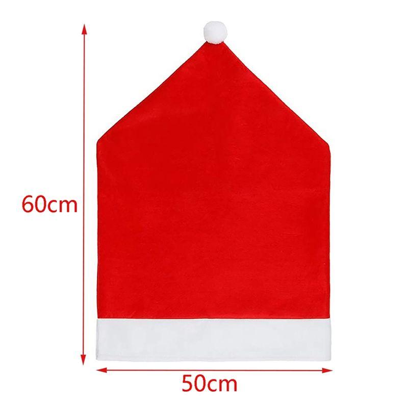 A84E-12 Pcs Christmas Chair Covers Santa Hat Chair Covers For Dining Room Holiday Christmas Decorations Red