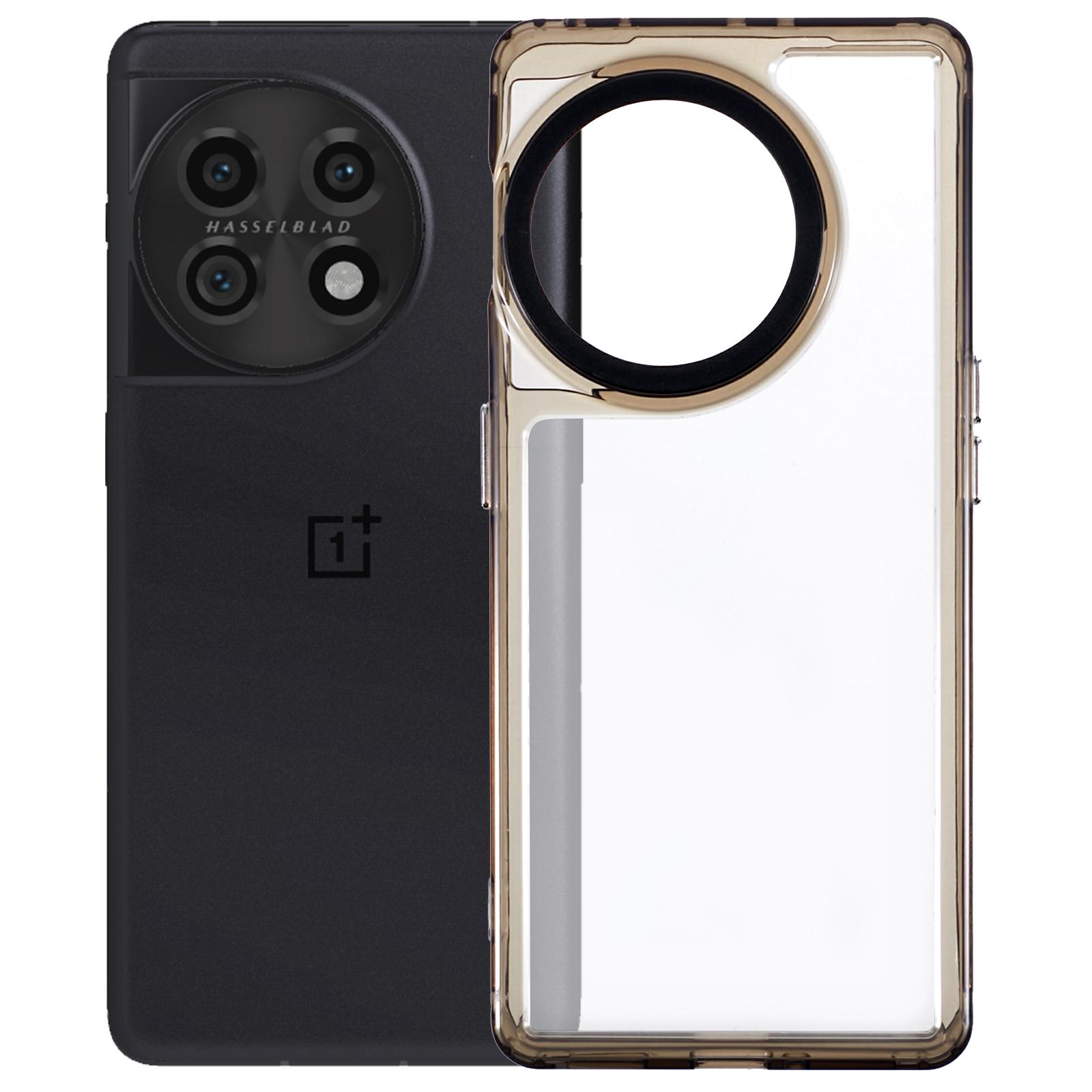 

For OnePlus 11 5G/11R 5G/Ace 2 5G Clear Case PC+TPU 2-in-1 Shockproof Protective Phone Cover Transparent Black