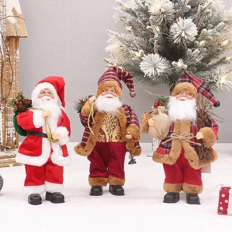 Christmas Standing Santa Doll Creative Plush Figurine Backpack Santa Claus Decoration Holiday Ornament